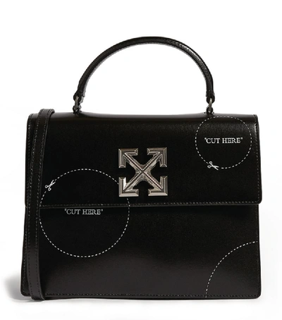 Off-white Women's Jitney 1.4 Cut Here Leather Top Handle Bag In Black