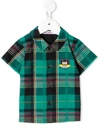 FAMILIAR EMBROIDERED LOGO PLAID SHIRT