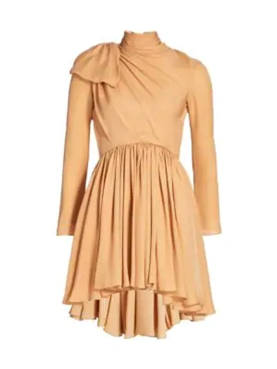 Khaite Constance Gathered Silk Fit-&-flare Dress In Nude | ModeSens