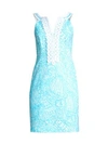 Lilly Pulitzer Valli Lace Stretch Dress In Succulent Blue Seacups