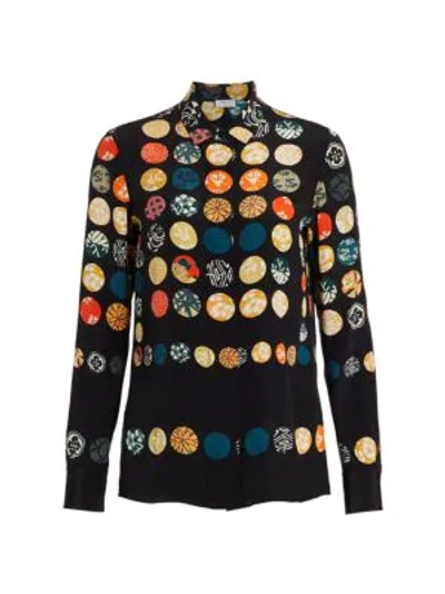 Akris Punto Wood Dot Silk Blouse In Multi