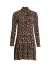 AKRIS PUNTO Wood Dot Flounce Hem Silk Dress