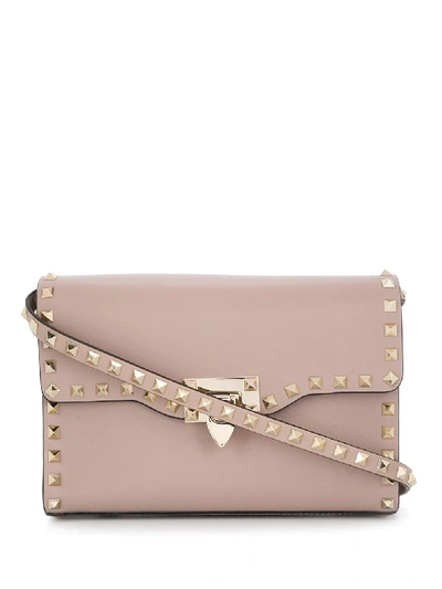 Valentino Garavani Rockstud Small Leather Shoulder Bag In Neutrals