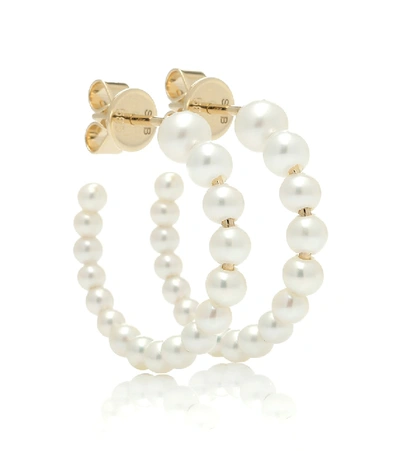 Sophie Bille Brahe Marco 14kt Gold And Pearl Hoop Earrings In White