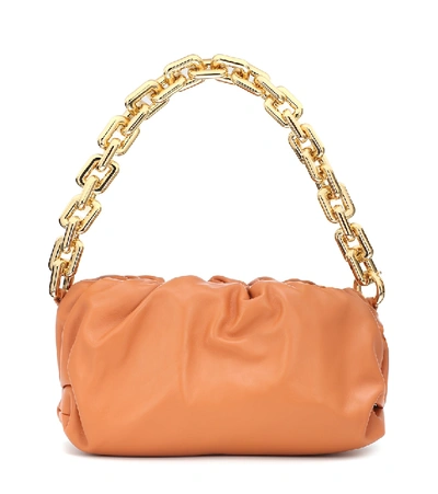 Bottega Veneta The Chain Pouch Leather Clutch Bag In Clay-gold