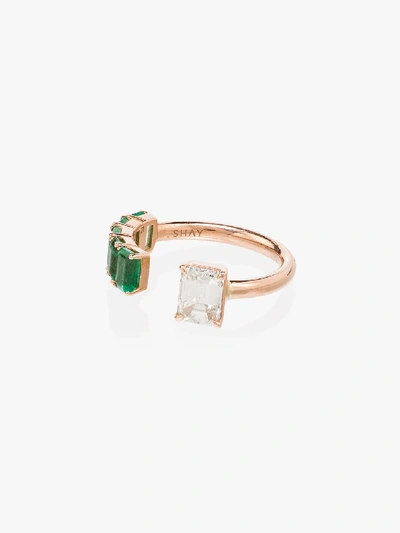 Shay 18k Rose Gold Floating Emerald And Diamond Ring