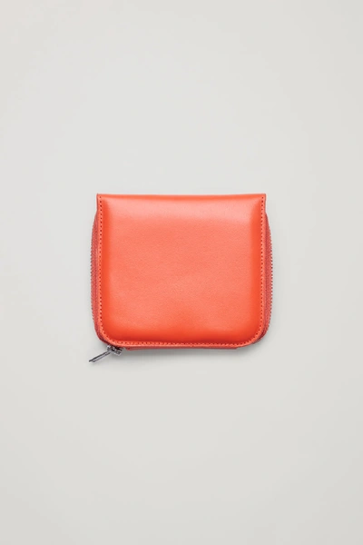 Cos Zipped Leather Wallet In Orange
