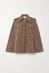 Gucci Gg-knit Wool Cape Jacket In Beige