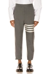 Thom Browne 4 Bar Backstrap Trouser Cropped In Medium Grey