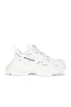 Balenciaga All-over Logo Triple S Sneakers In White & Black