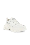 Balenciaga White Allover Logo Triple S Sneakers In White & Black
