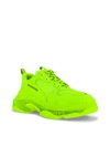 Balenciaga Triple S Mesh And Faux Leather Sneakers In Fluo Yellow