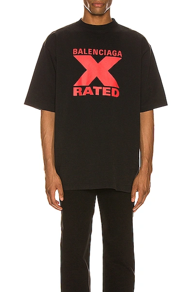 Balenciaga Logo-print Oversized Cotton T-shirt In Black