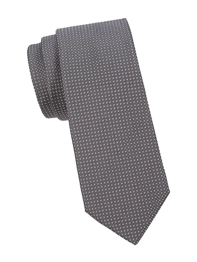 Canali Dot Silk Tie In Grey