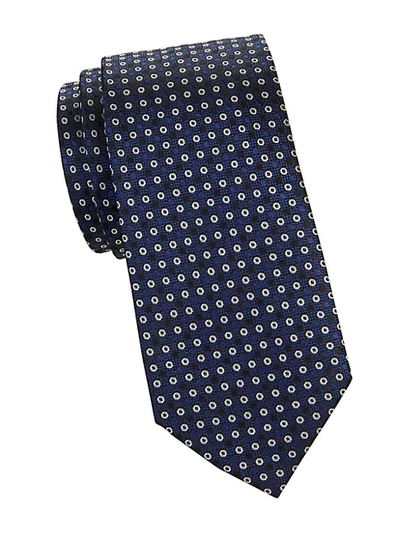 Canali Geometric-print Silk Tie In Blue