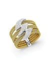 ALOR 18K GOLD, STAINLESS STEEL & DIAMOND RING,0400012765811