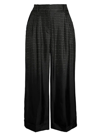 Fendi Kimono Wide-leg Crop Trousers In Black Multi