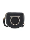 Ferragamo Jasmine Flower Leather Crossbody Bag In Black