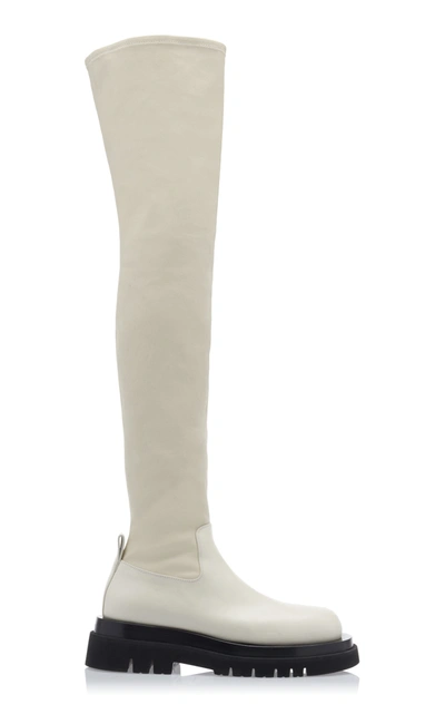 Bottega Veneta Women's The Tire Over The Knee Leather Boots In Black,white