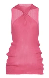 Bottega Veneta Twisted Ribbed Cotton-blend Tank Top In Pink