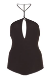 Bottega Veneta Halterneck Cut-out Cashmere-blend Bodysuit In Brown