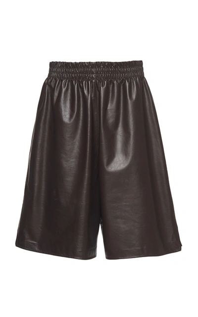 Bottega Veneta Black Leather Shiny Shorts
