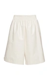Bottega Veneta Patent Leather Bermuda Shorts In White
