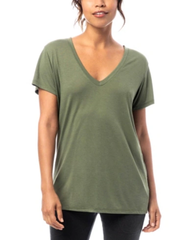Alternative Apparel Slinky Jersey Women's V-neck T-shirt In Evergreen