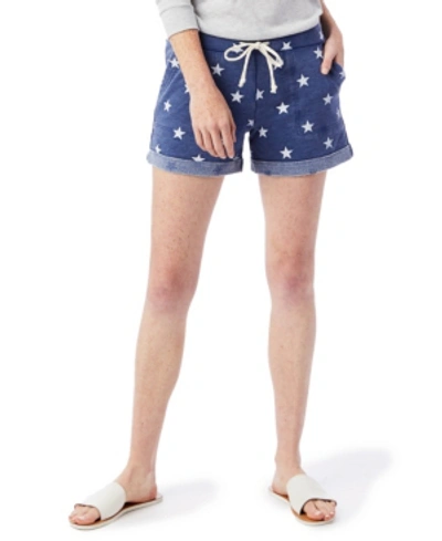 Alternative Apparel Lounge Printed Burnout French Women's Terry Shorts In Navy