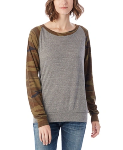 Alternative Apparel Slouchy Printed Eco-jersey Women's Pullover Top In Gray