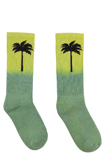Palm Angels Cotton Sport Socks In Green