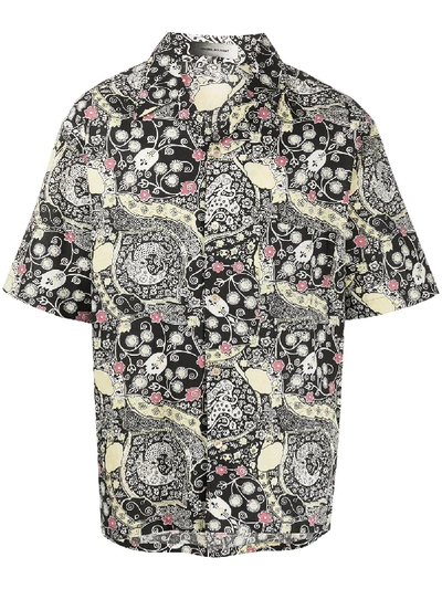 Isabel Marant Printed Cotton Poplin Shirt In Black Beige