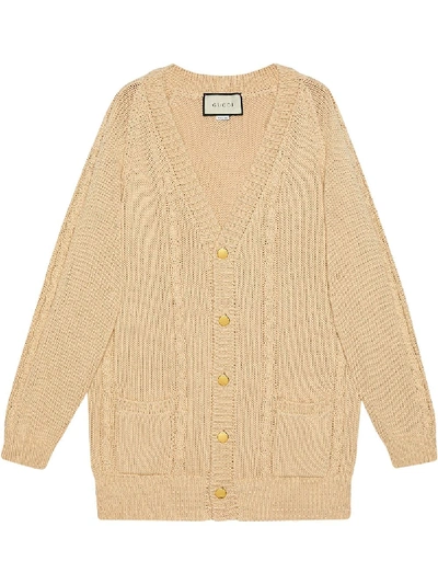 Gucci Knitted Cardigan In Neutrals