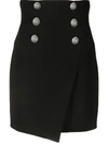 BALMAIN BUTTONED WRAPAROUND MINI SKIRT