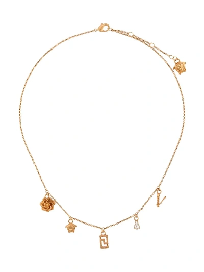 Versace Multi-charm Necklace In Gold