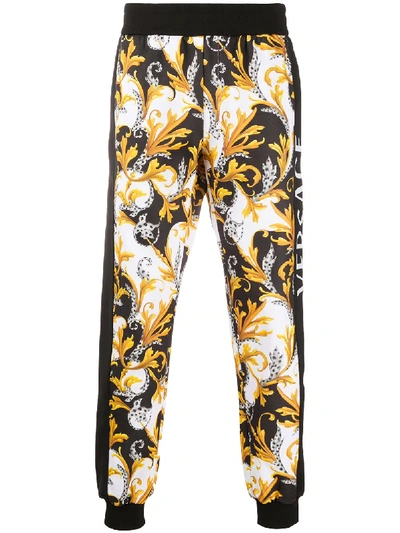 Versace Baroque-print Technical Jersey Track Pants In Black,white,gold