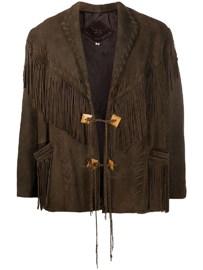 Pre-owned A.n.g.e.l.o. Vintage Cult Fringe Trim Jacket In Brown