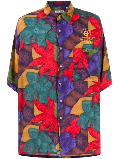 Pre-owned Pierre Cardin 1990s Floral-print Short-sleeved Shirt In Red