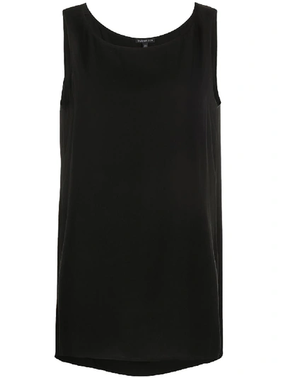 Eileen Fisher Women's Silk Boat-neck Sleeveless Top, Regular & Plus Sizes In Black