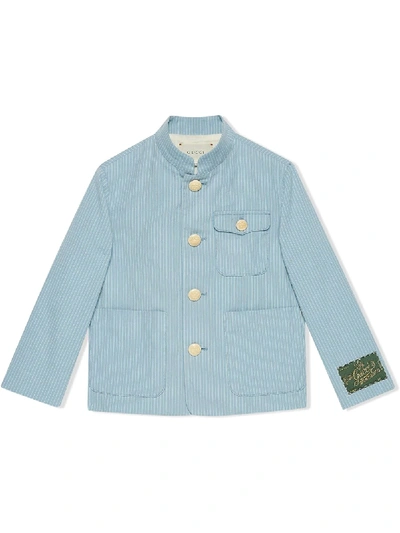 Gucci Kids' Children's Striped Cotton Jacket In Blue