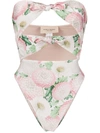 ADRIANA DEGREAS KNOT DETAIL FLORAL PRINT SWIMSUIT