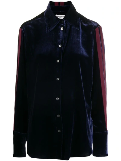 Serena Bute Grosgrain-trimmed Velvet Shirt In Blue