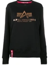 ALPHA INDUSTRIES LOGO印花金箔图案套头衫