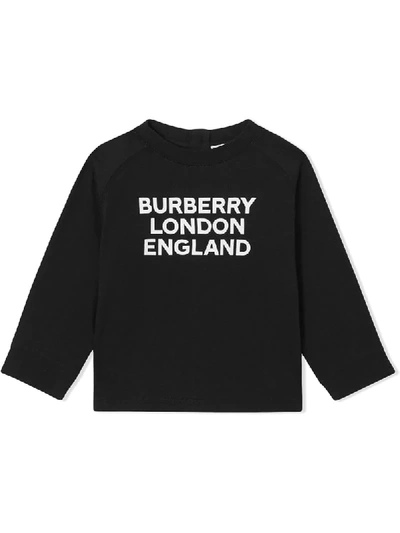 Burberry Babies' Logo-print Cotton Jumper 6-24 Months In Black