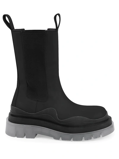 Bottega Veneta Tire Rubber-trimmed Leather Chelsea Boots In Black Transparent