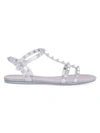 Valentino Garavani Rockstud Glitter Pvc Sandals In Silver