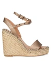 Valentino Garavani Rockstud Metallic Leather Espadrille Wedges In Skin Naturale