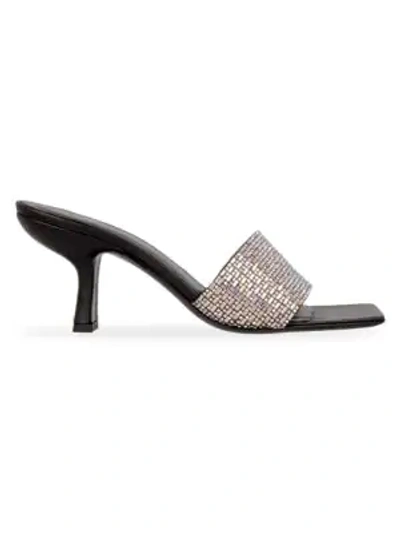 By Far Dylan Embellished Leather Mules In Silver