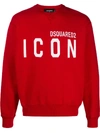 Dsquared2 Large Icon Slogan Cotton Sweatshirt In Red