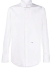 Dsquared2 Logo Plaque Stretch Cotton Poplin Shirt In White